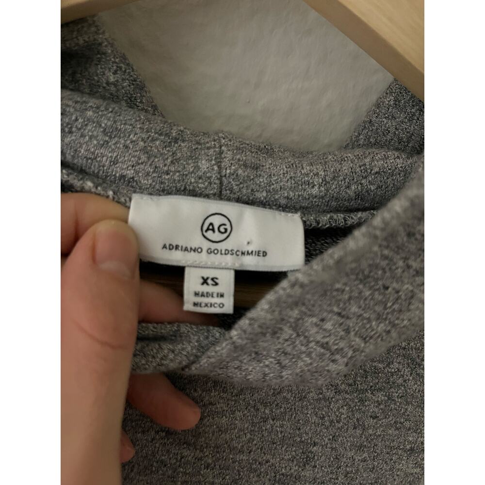 AG Jeans 100% Cotton Puff Sleeve Hoodie Heathered Gray XS Cottagecore Soft Girl - Picture 5 of 8
